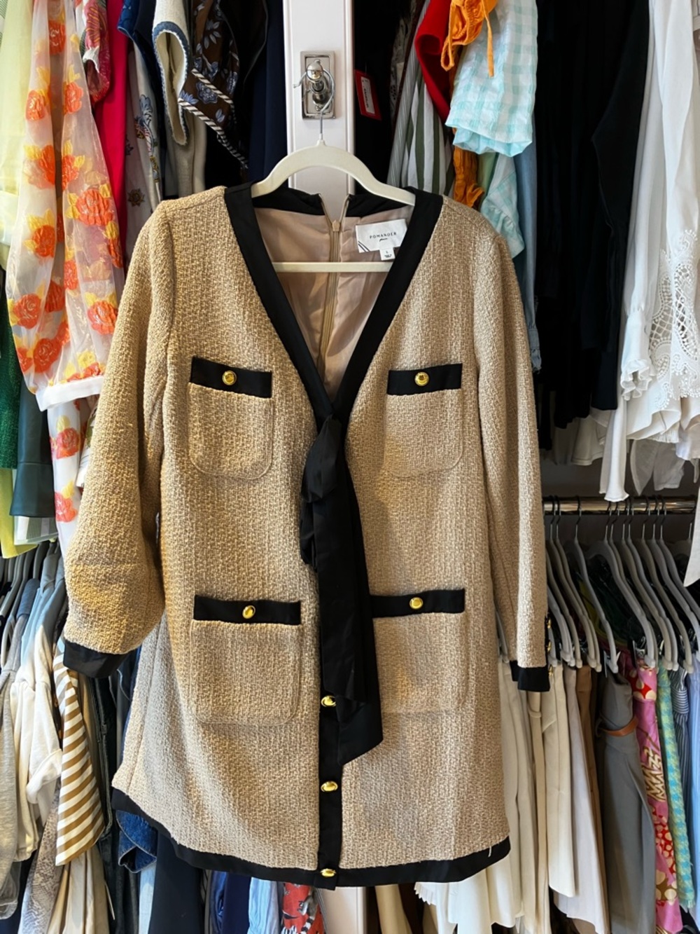 Pomander Place Black and Beige Dress with Cream Trim from TUCKERNUT